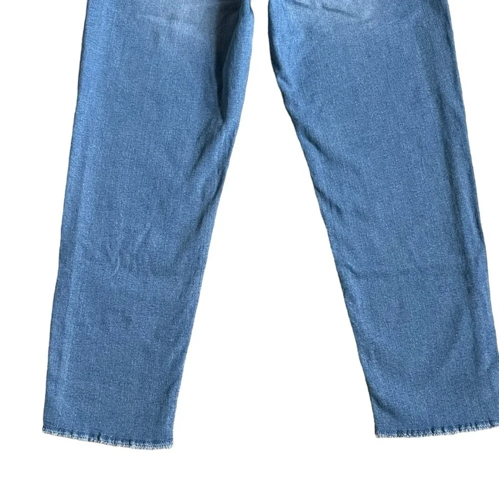 Old Navy OG Straight High Rise Jeans Girls Size 10 Cut-off Blue Medium Wash